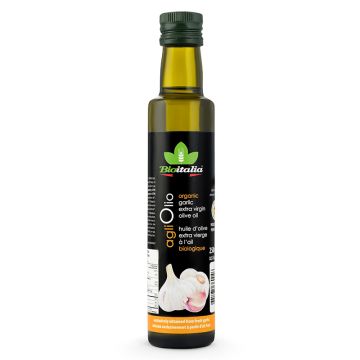 Huile d'olive extra vierge à l'ail biologique