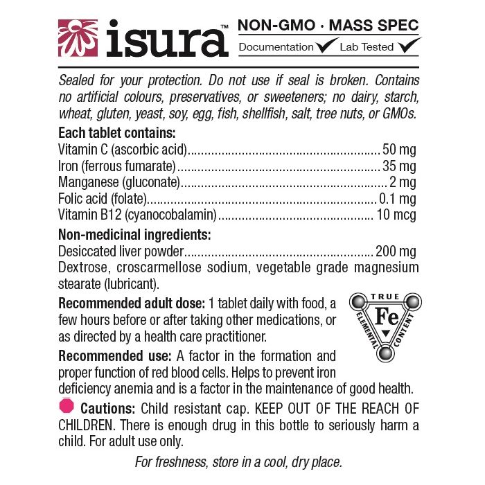 Iron Factors Iron 35 mg with B12 and Folic Acid - Anemia