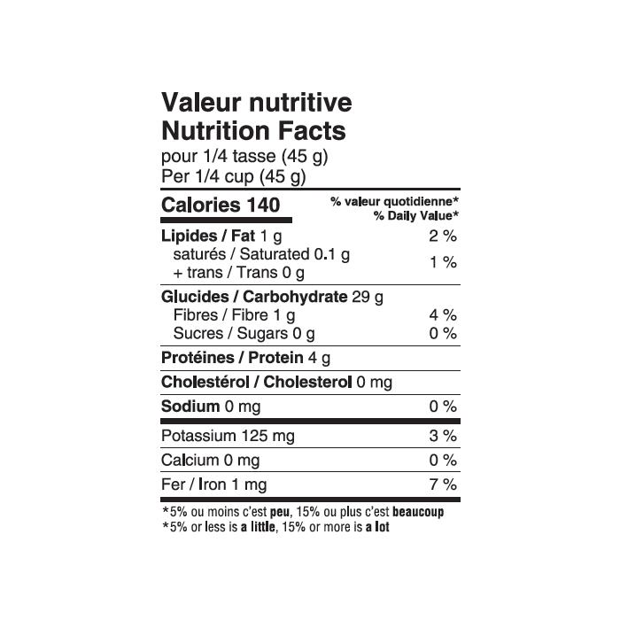 nutrition facts
