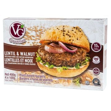 Burgers végétaliens artisan - Lentilles et noix