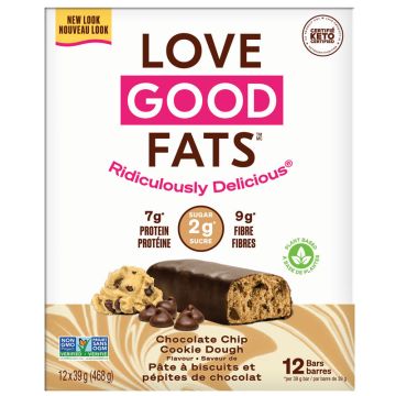 Snack bar gluten free  - Chocolate chip cookie dough packaging 12 units