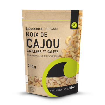 Noix de cajou grillées et salées biologiques