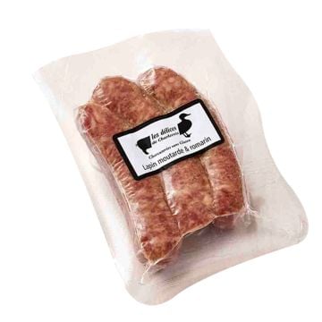 Saucisses de gibier congelées  -  Lapin moutarde & romarin