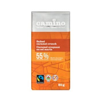 Tablette chocolat noir 55% avec caramel croquant sel marin biologique équitable