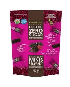 Minis chocolat noir framboises zéro sucre biologique équitable